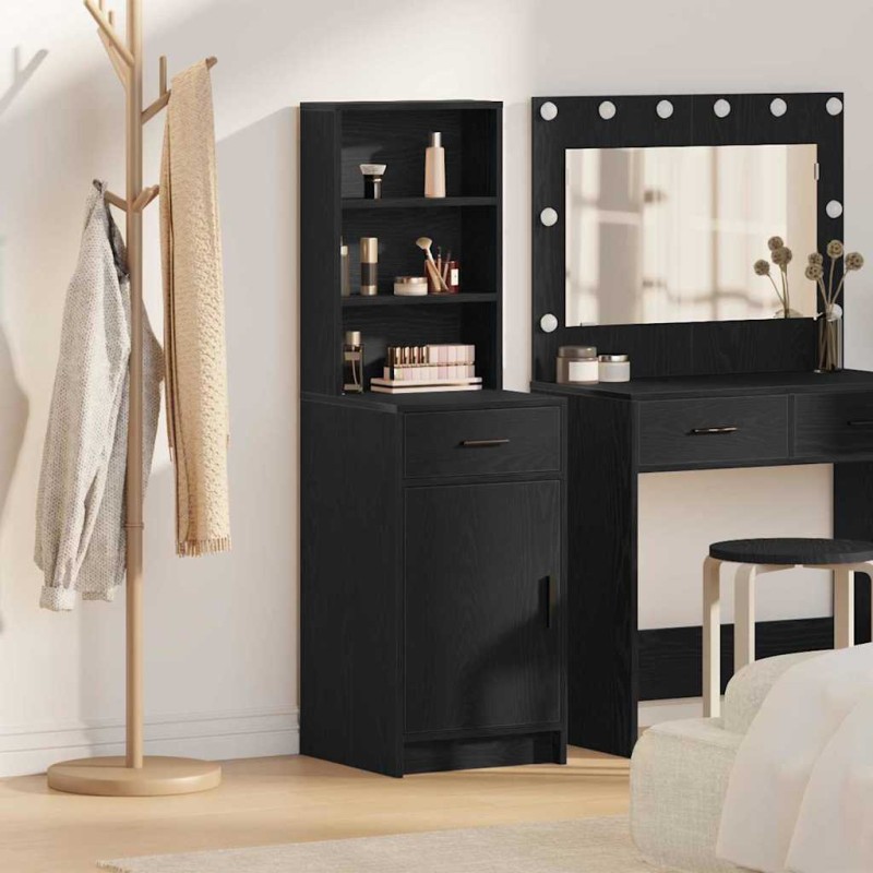 vidaXL Highboard Μαύρη Οξυά 41 x 40 x 135 εκ Επεξεργασμένο Ξύλο