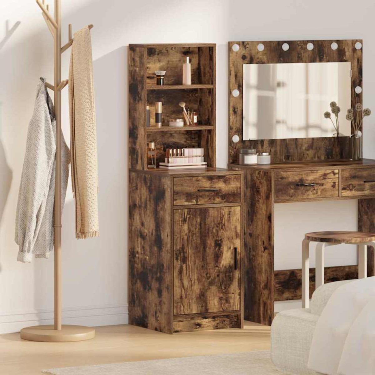 vidaXL Highboard Καπνιστό Δρύς 41 x 40 x 135 εκ Επεξεργασμένο Ξύλο