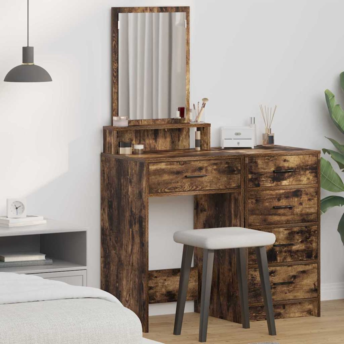 vidaXL Τραπέζι περιποίησης Καπνιστό Δρύς 50 x 41 x 140 εκ.