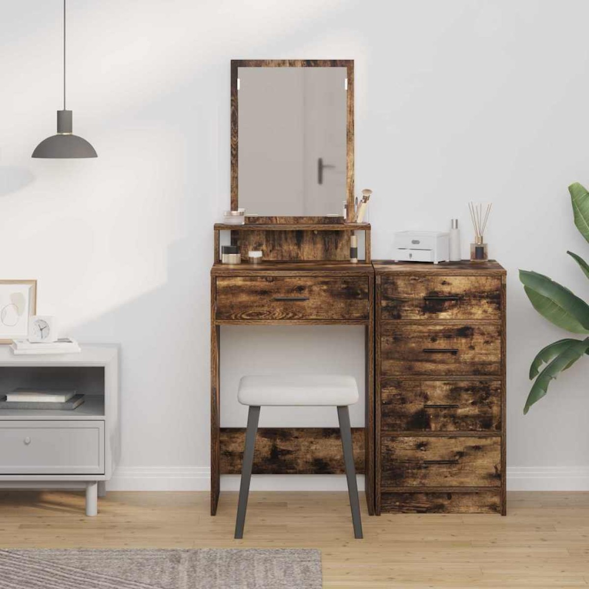vidaXL Τραπέζι περιποίησης Καπνιστό Δρύς 50 x 41 x 140 εκ.
