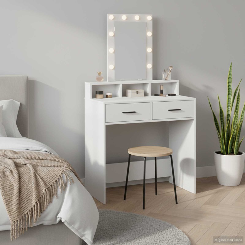 vidaXL Τραπέζι περιποίησης Λευκό 79 x 41 x 140 εκ. Επεξεργασμένο Ξύλο