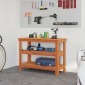 vidaXL Πάγκος εργασίας με ράφι 110,5 x 50 x 80 cm Μασίφ Ξύλο Πεύκου