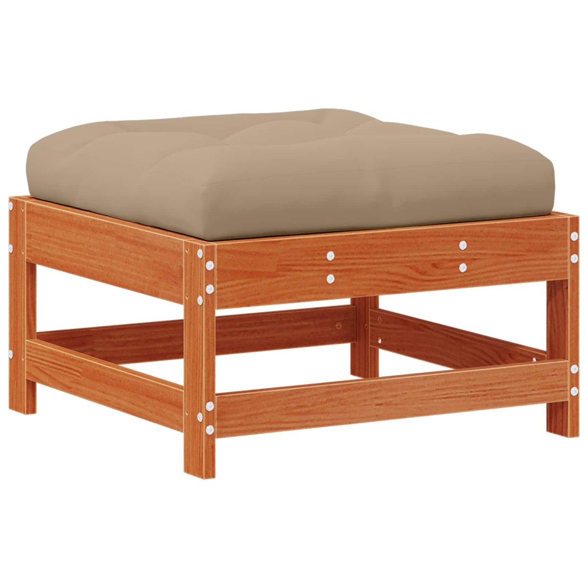 vidaXL Υποπόδιο κήπου με μαξιλάρι Μασίφ Ξύλο Πεύκου Κερί Παλαίωσης