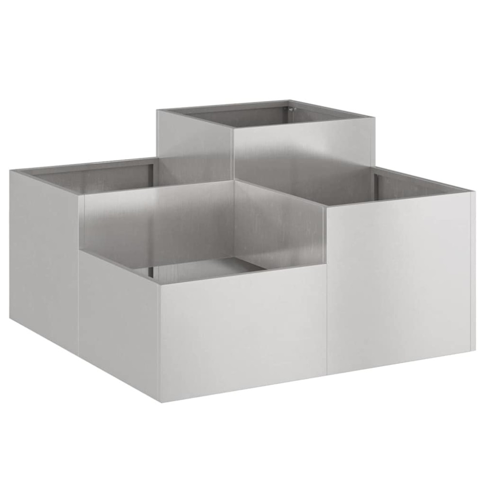 vidaXL Γλάστρα Κήπου Ασημί 80 x 80 x 48 εκ. Ανοξείδωτο ατσάλι