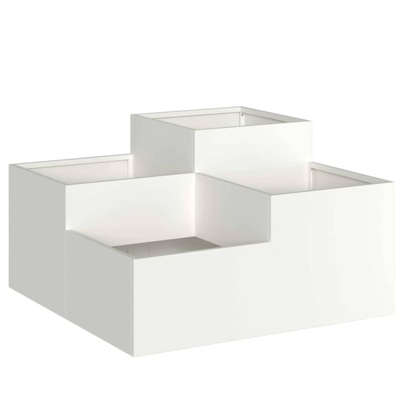 vidaXL Γλάστρα Κήπου Λευκό 100 x 100 x 48 εκ. Ατσάλι