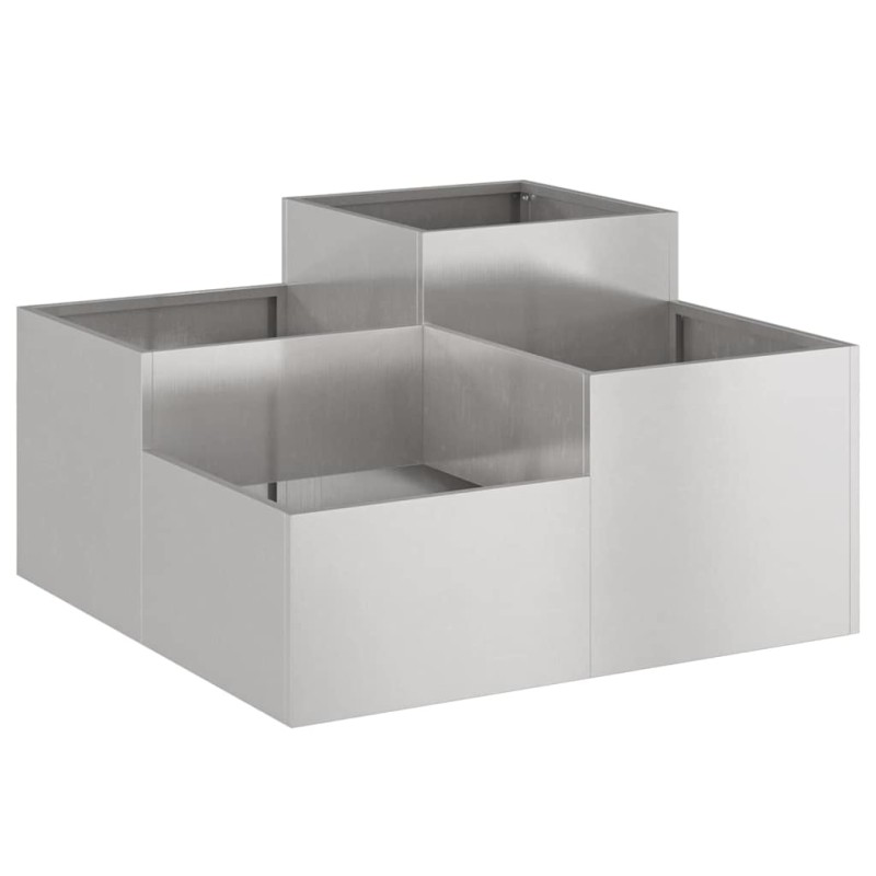 vidaXL Γλάστρα Κήπου Ασημί 100 x 100 x 48 εκ. Ανοξείδωτο ατσάλι