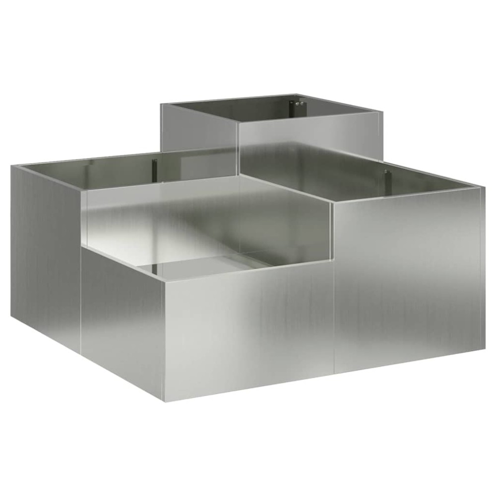 vidaXL Γλάστρα Κήπου Ασημί 100 x 100 x 48 εκ. Γαλβανισμένος χάλυβας