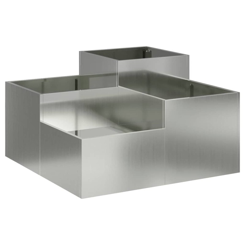 vidaXL Γλάστρα Κήπου Ασημί 100 x 100 x 48 εκ. Γαλβανισμένος χάλυβας