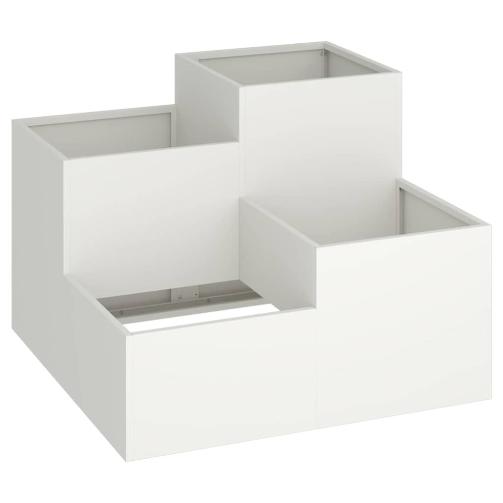 vidaXL Γλάστρα Κήπου Λευκό 80 x 80 x 60 εκ. Ατσάλι