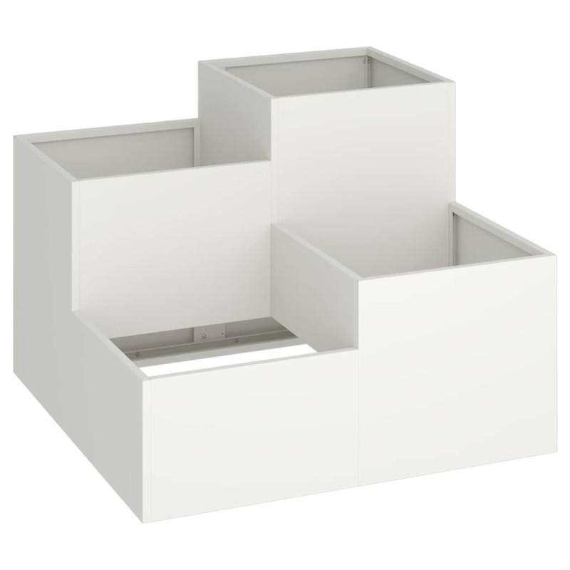 vidaXL Γλάστρα Κήπου Λευκό 80 x 80 x 60 εκ. Ατσάλι