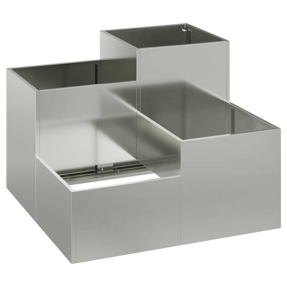 vidaXL Γλάστρα Κήπου Ασημί 80 x 80 x 60 εκ. Γαλβανισμένος χάλυβας