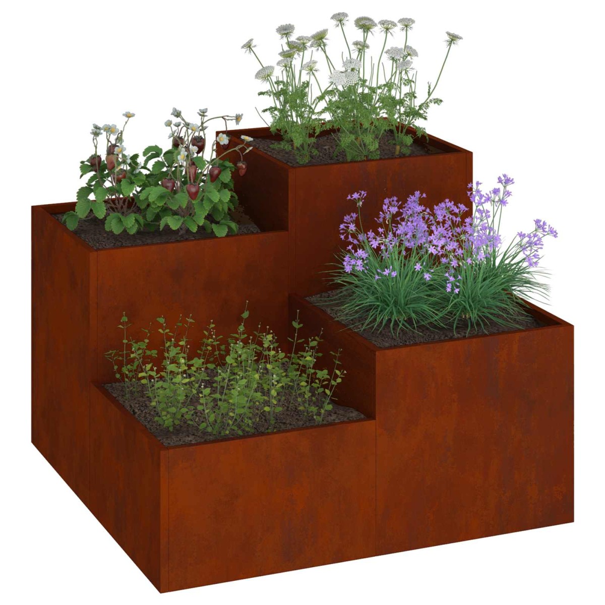 vidaXL Γλάστρα Κήπου Σκ rusty 80 x 80 x 60 εκ.