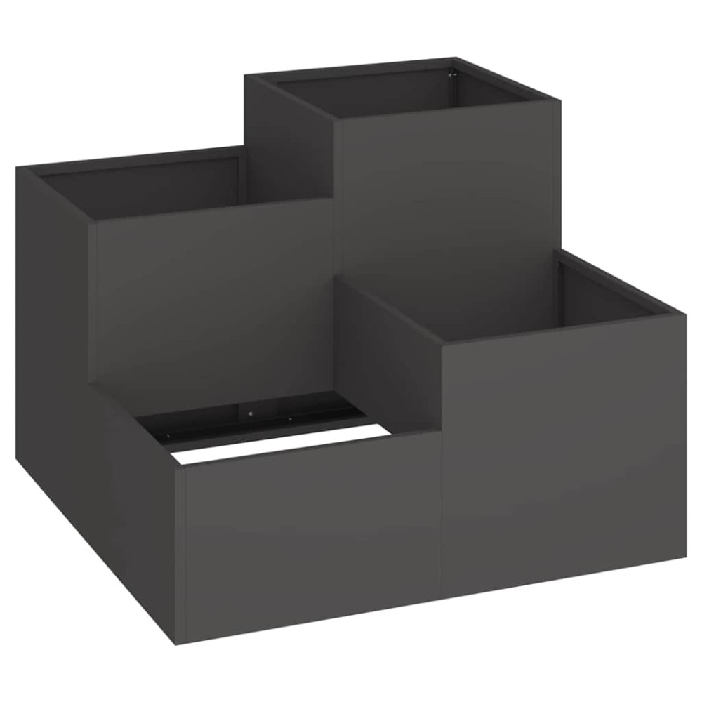 vidaXL Γλάστρα Κήπου Μαύρο 100 x 100 x 60 εκ. Ατσάλι