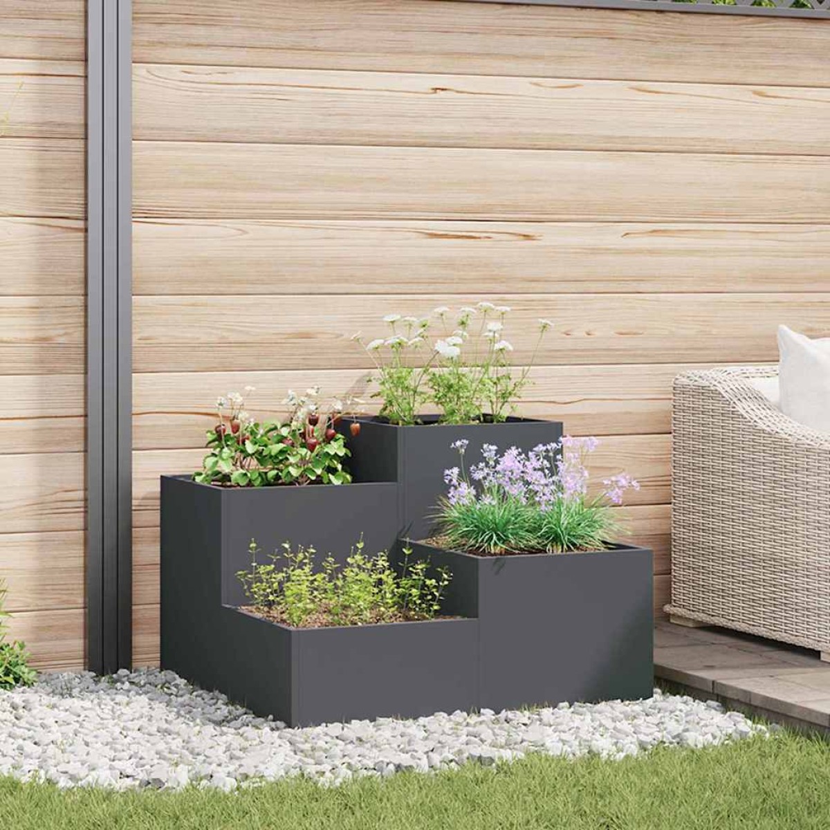 vidaXL Γλάστρα Κήπου Ανθρακί 100 x 100 x 60 εκ. Ατσάλι