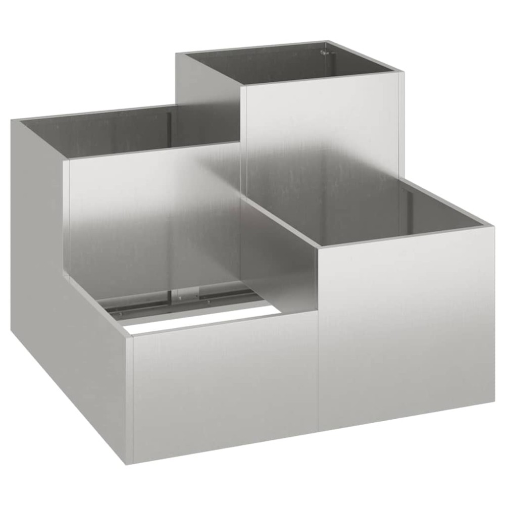 vidaXL Γλάστρα Κήπου Ασημί 100 x 100 x 60 εκ. Ανοξείδωτο ατσάλι