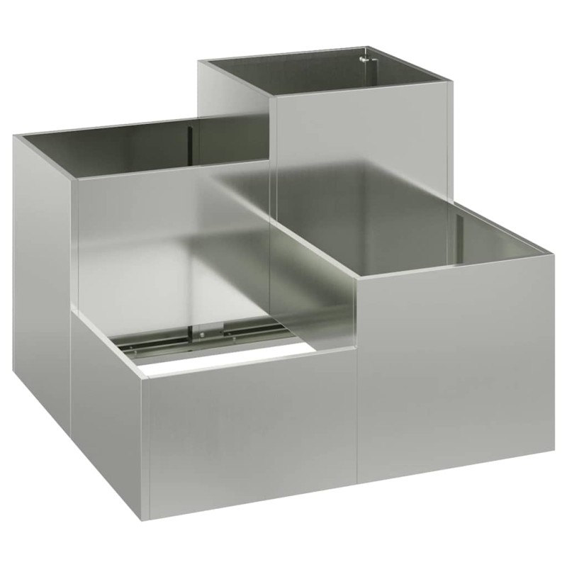 vidaXL Γλάστρα Κήπου Ασημί 100 x 100 x 60 εκ. Γαλβανισμένος χάλυβας