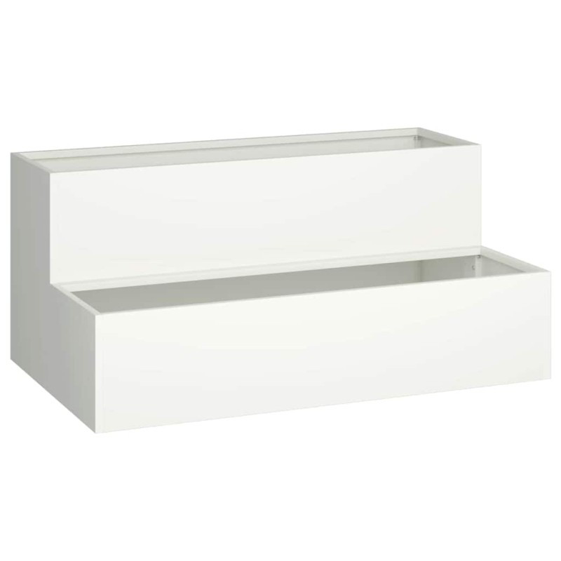 vidaXL Γλάστρα Κήπου Λευκό 100 x 60 x 45 εκ Ψυχρής έλασης χάλυβας