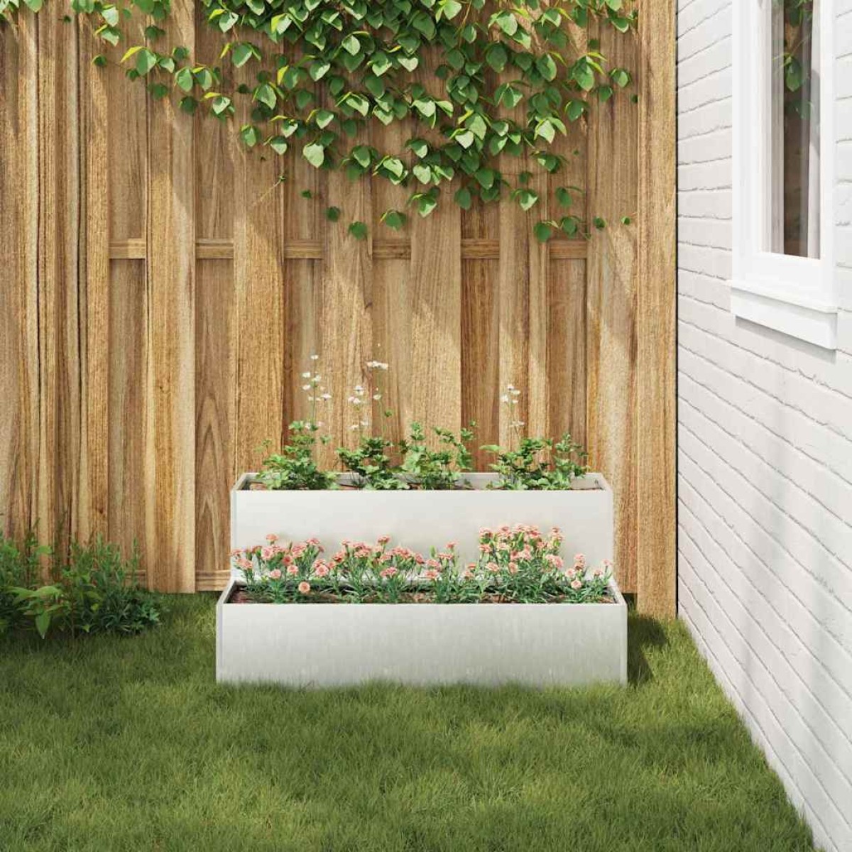 vidaXL Γλάστρα Κήπου Ασημί 100 x 60 x 45 εκ Ανοξείδωτο ατσάλι