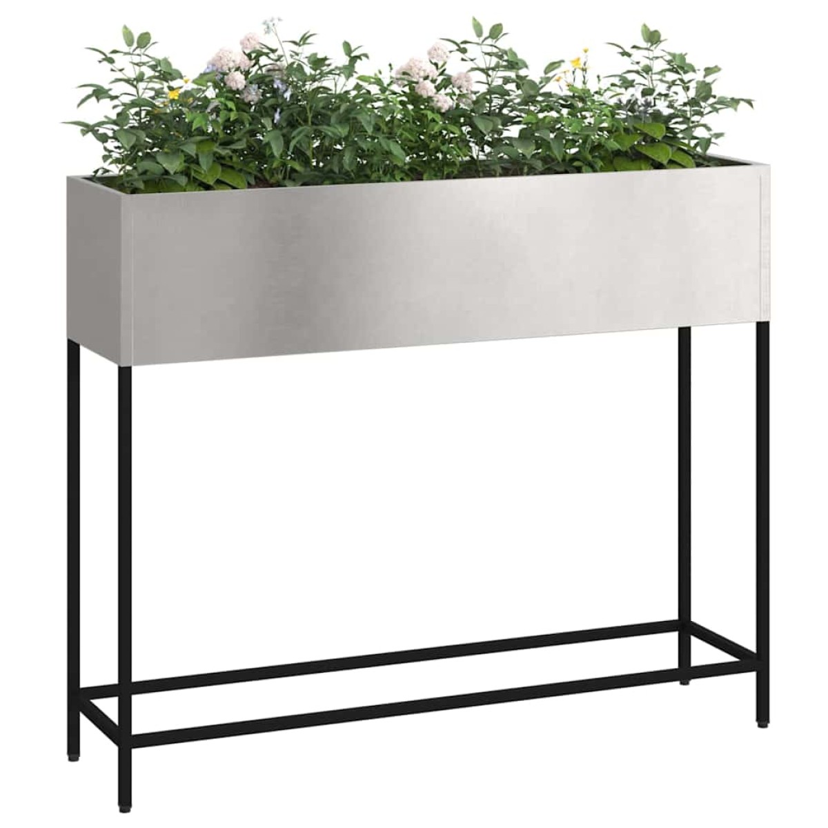 vidaXL Υψωμένη Γλάστρα Κήπου Ασημί 100 x 26 x 82 εκ Ανοξείδωτο ατσάλι