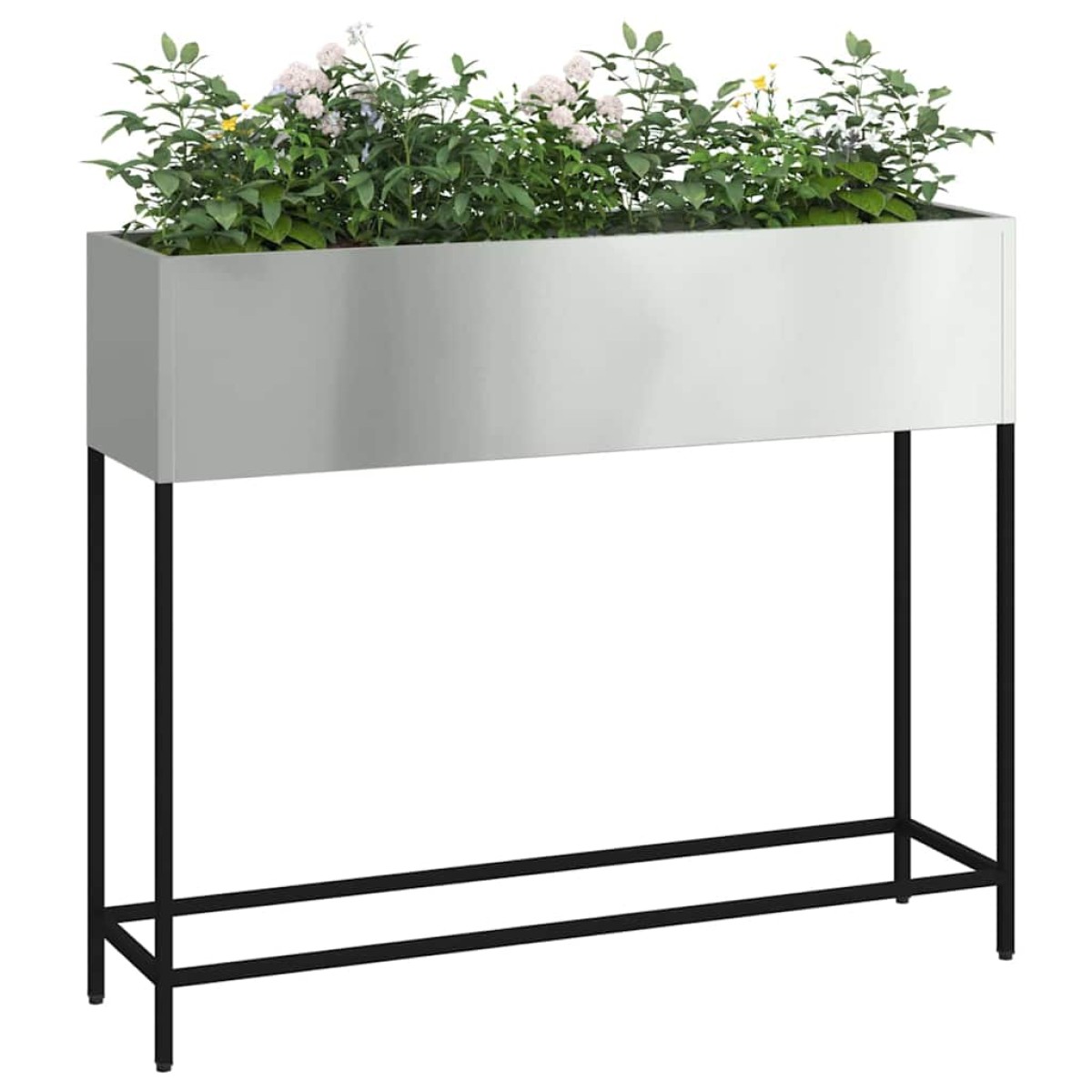 vidaXL Υψωμένη Γλάστρα Κήπου Ασημί 100 x 26 x 82 εκ