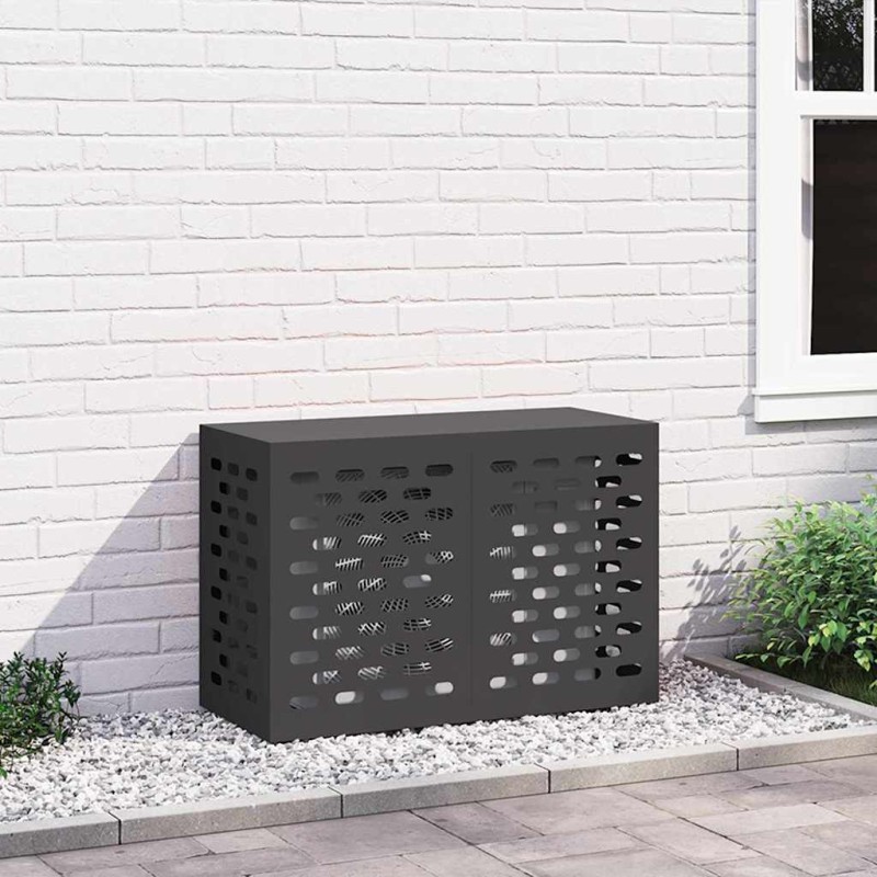 vidaXL Κάλυμμα κλιματιστικού Μαύρο 90 x 40 x 60 εκ Ατσάλι