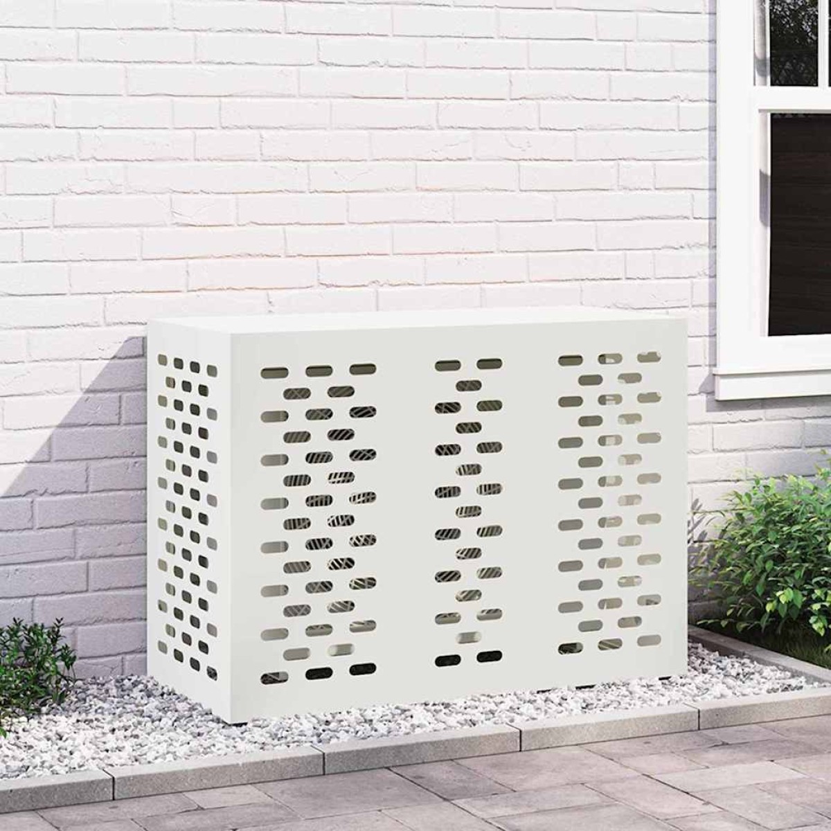 vidaXL Κάλυμμα κλιματιστικού Λευκό 110 x 50 x 80 cm Ατσάλι