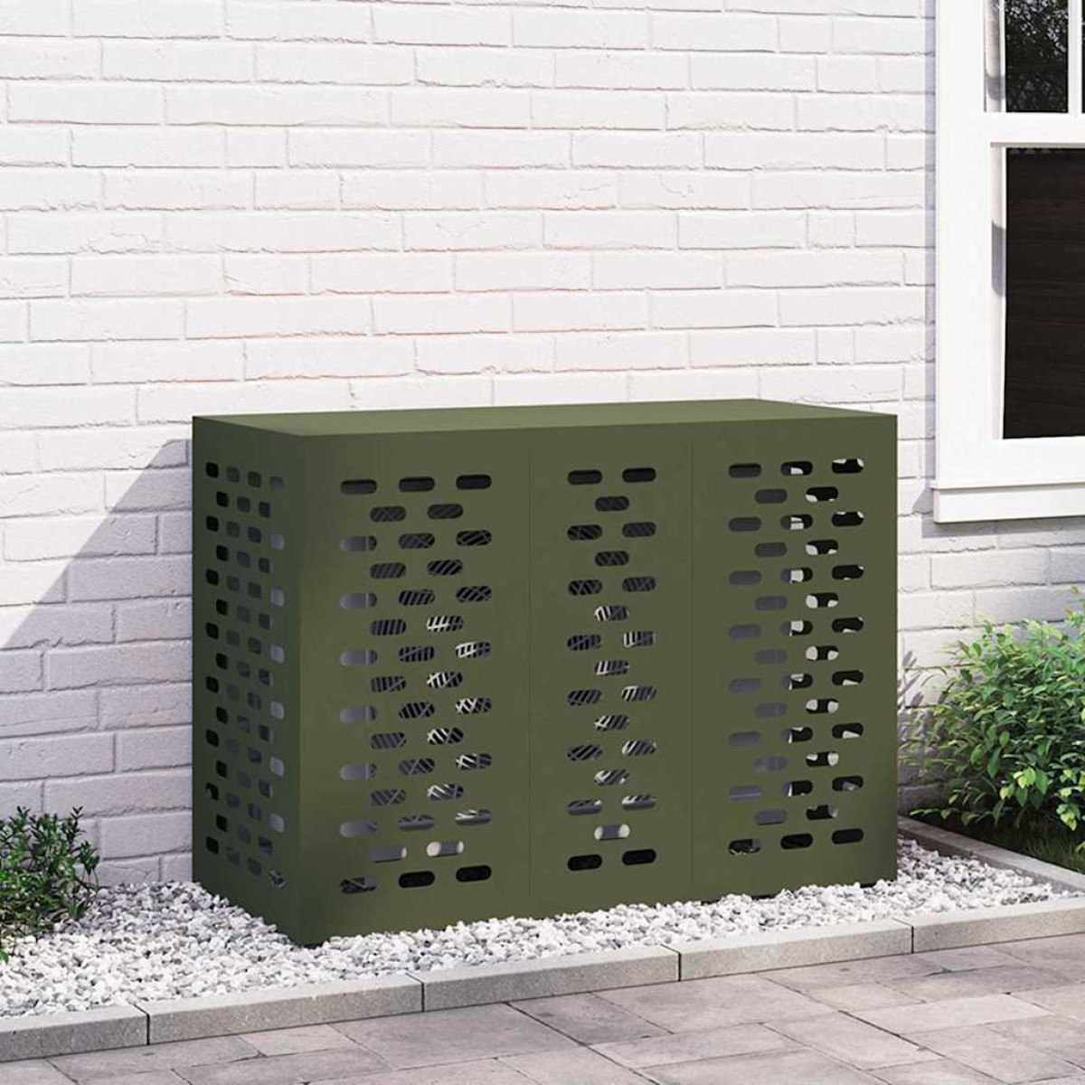 vidaXL Κάλυμμα κλιματιστικού Λαδί 110 x 50 x 80 cm Ατσάλι