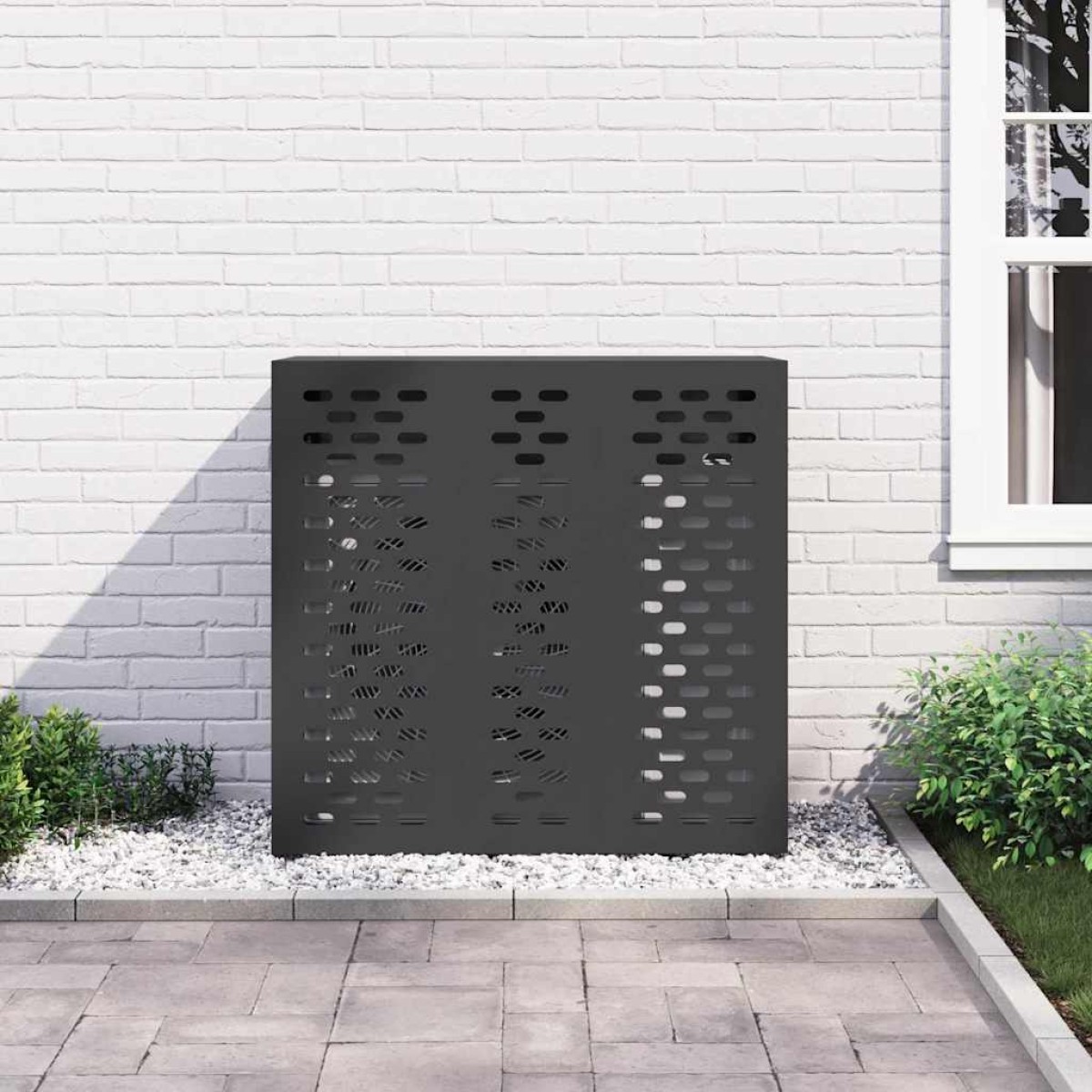 vidaXL Κάλυμμα κλιματιστικού Μαύρο 110 x 50 x 105 εκ Ατσάλι