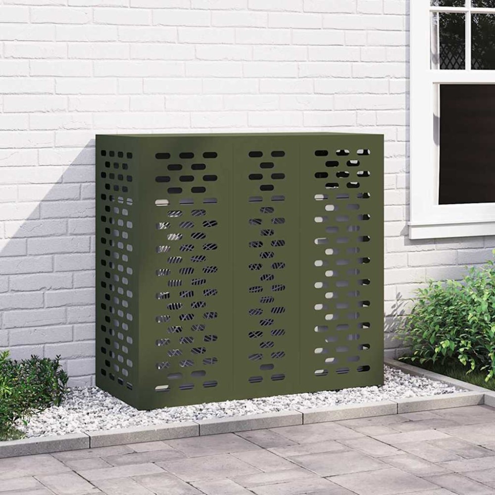 vidaXL Κάλυμμα κλιματιστικού Λαδί 110 x 50 x 105 εκ Ατσάλι