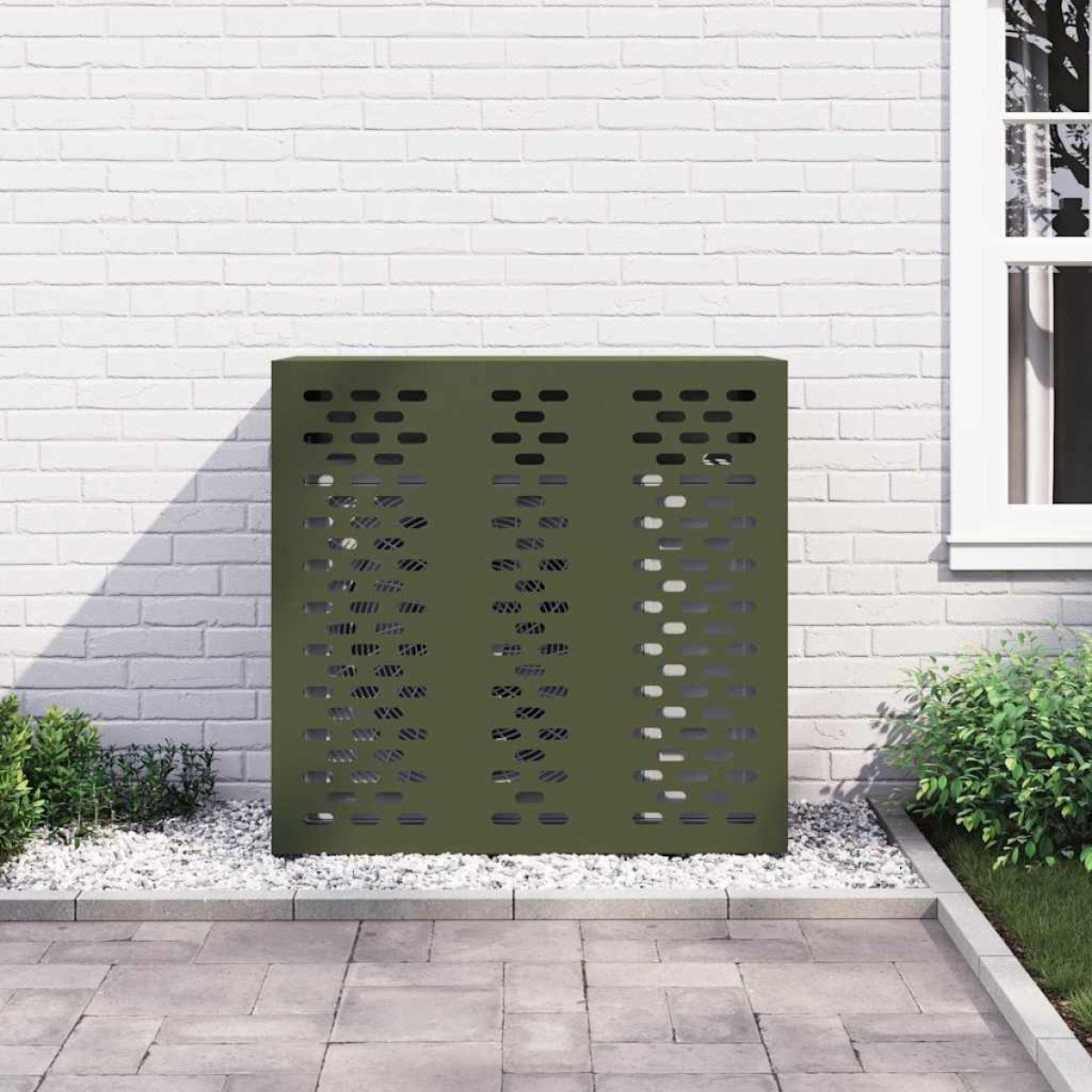 vidaXL Κάλυμμα κλιματιστικού Λαδί 110 x 50 x 105 εκ Ατσάλι