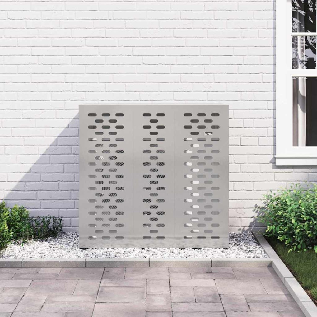 vidaXL Κάλυμμα κλιματιστικού Ασημί 110 x 50 x 105 εκ Ανοξείδωτο Ατσάλι