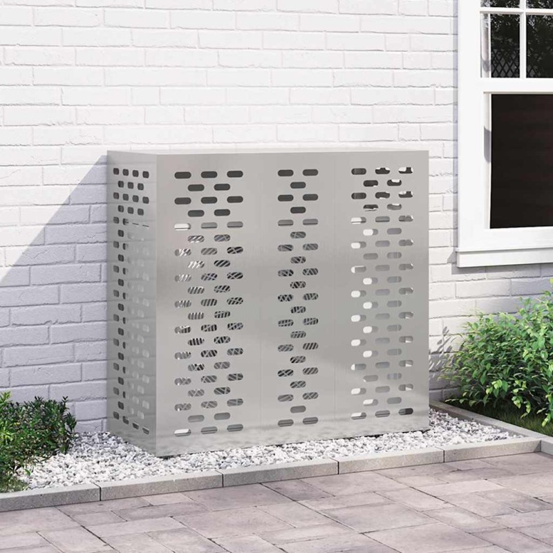 vidaXL Κάλυμμα κλιματιστικού Ασημί 110 x 50 x 105 εκ Ανοξείδωτο Ατσάλι