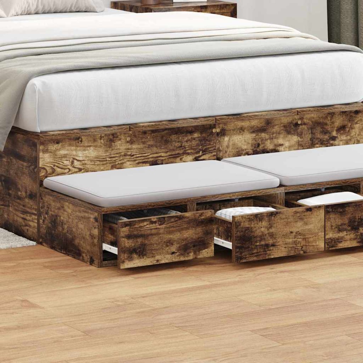 vidaXL Συρτάρια κρεβατιού Καπνιστό Δρύς 120 x 36,5 x 16,5 εκ