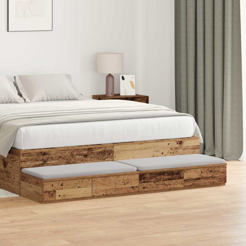 vidaXL Συρτάρια κρεβατιού Παλιό ξύλο 140 x 36,5 x 16,5 εκ