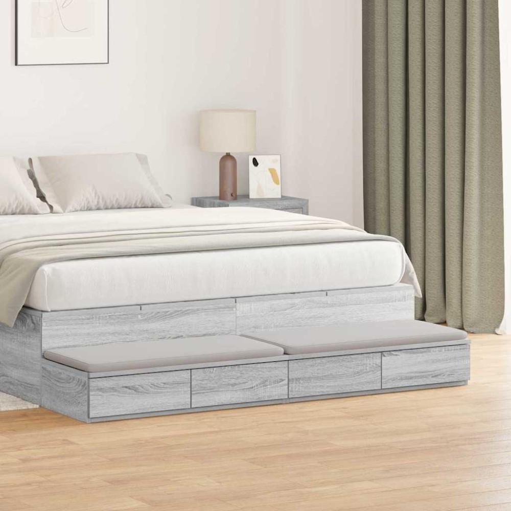 vidaXL Συρτάρια κρεβατιού Γκρίζο Σονομα 150 x 36,5 x 16,5 εκ