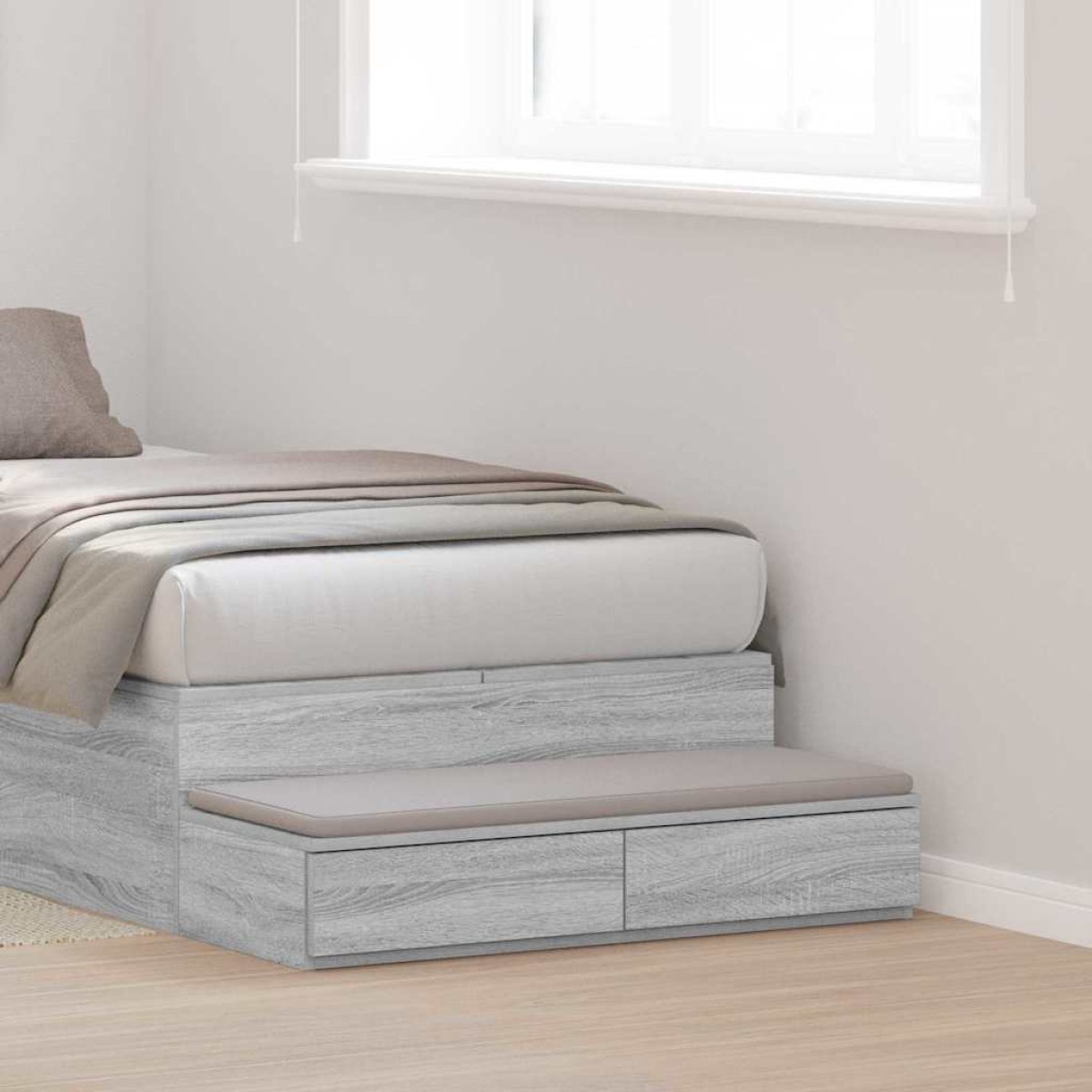 vidaXL Συρτάρια κρεβατιού Γκρίζο Σονομα 75 x 36,5 x 16,5 εκ