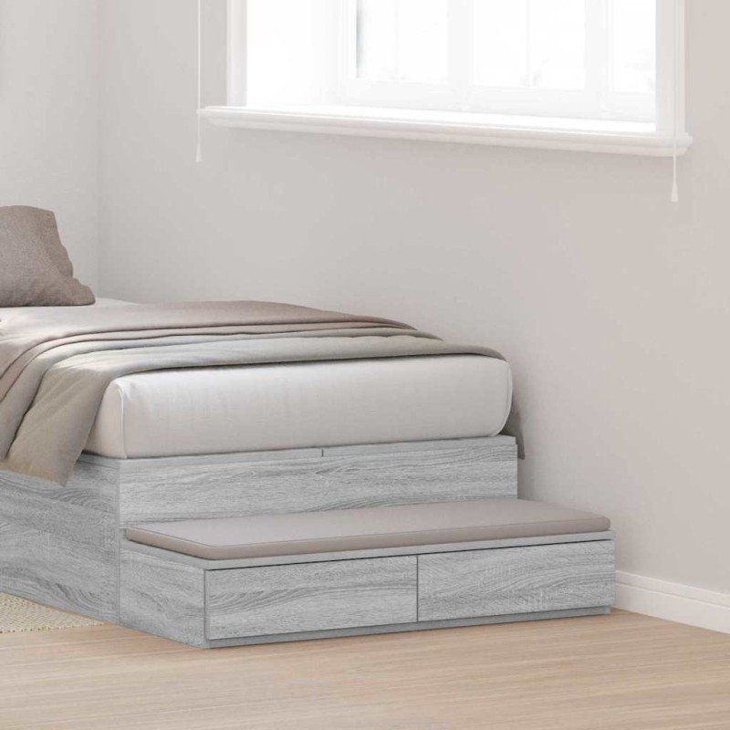 vidaXL Συρτάρια κρεβατιού Γκρίζο Σονομα 75 x 36,5 x 16,5 εκ