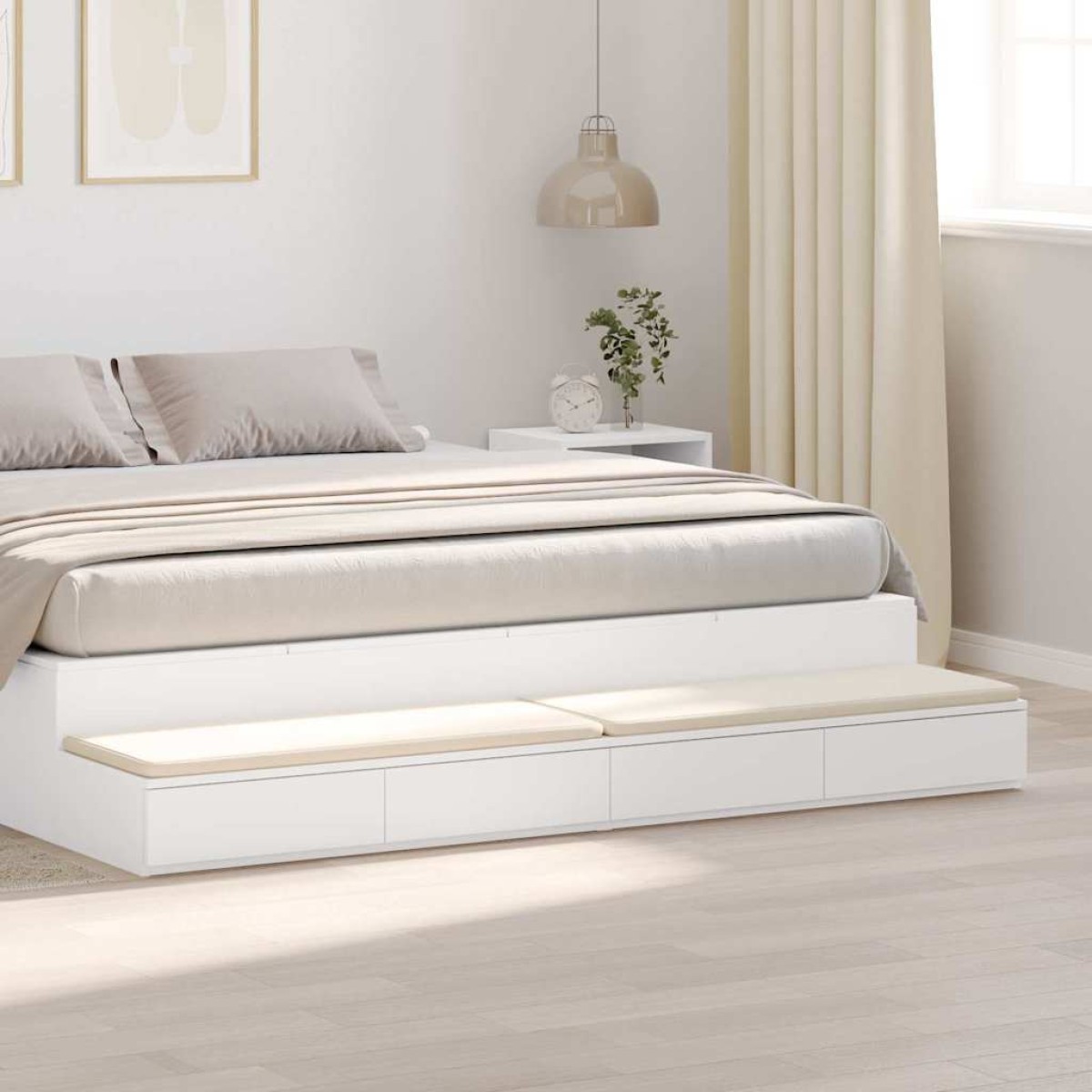 vidaXL Συρτάρια κρεβατιού με συρτάρι Λευκό 180 x 36,5 x 16,5 εκ