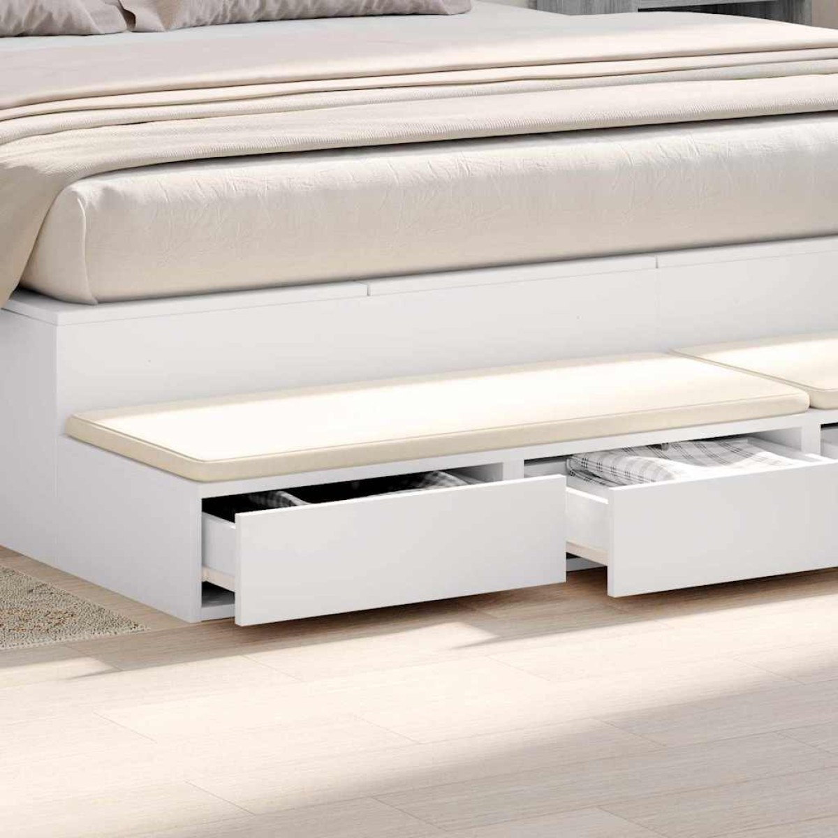 vidaXL Συρτάρια κρεβατιού με συρτάρι Λευκό 180 x 36,5 x 16,5 εκ