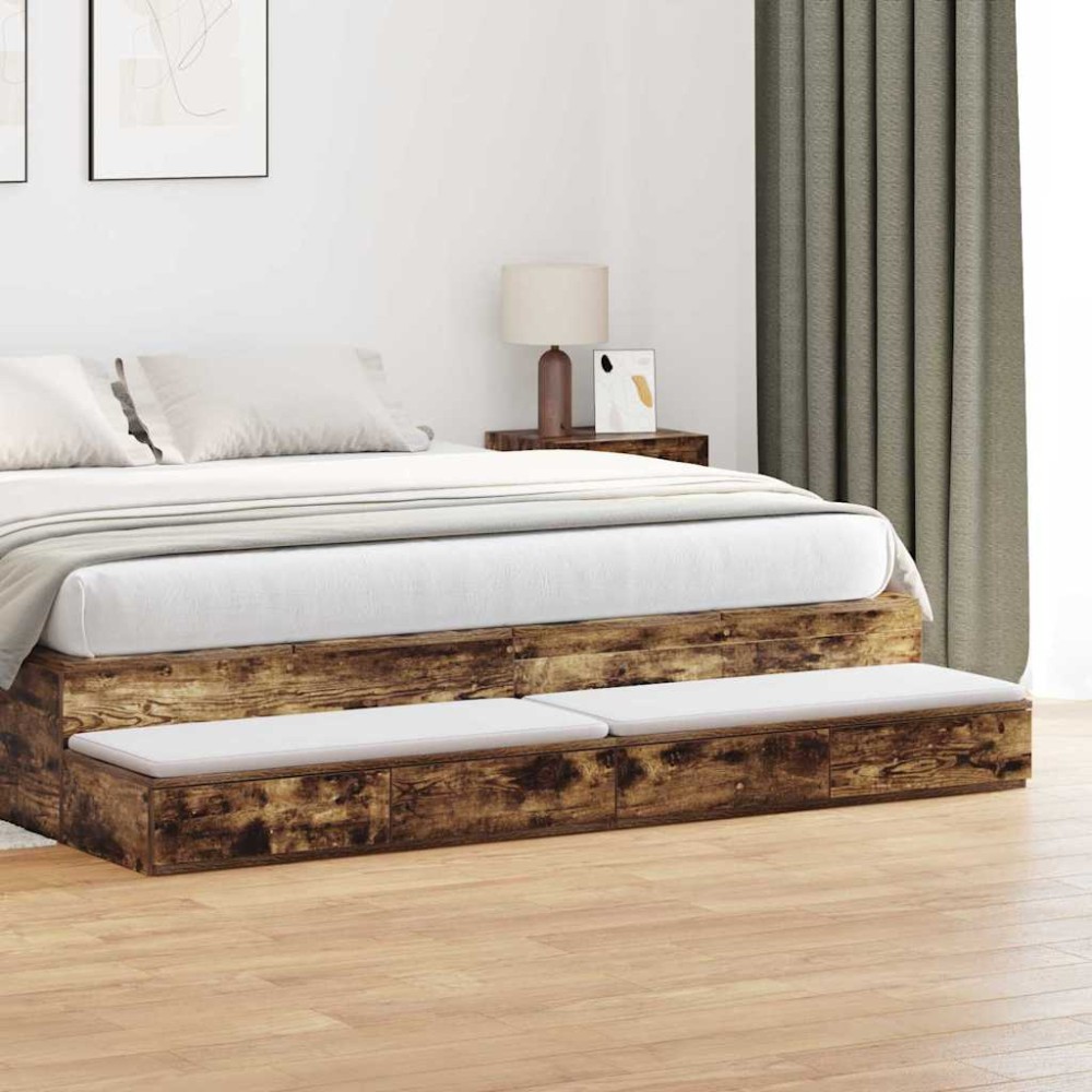 vidaXL Συρτάρια κρεβατιού Καπνιστό Δρύς 180 x 36,5 x 16,5 εκ