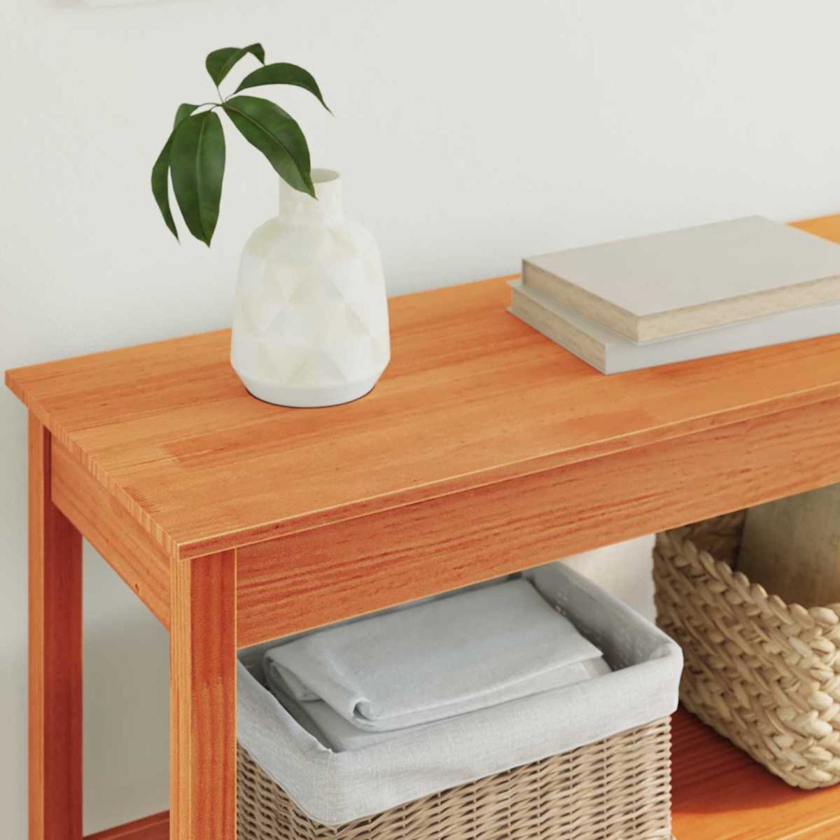 vidaXL Τραπέζι κονσόλας Κερωμένο καφέ 110 x 40 x 75 cm Στερεό πεύκο