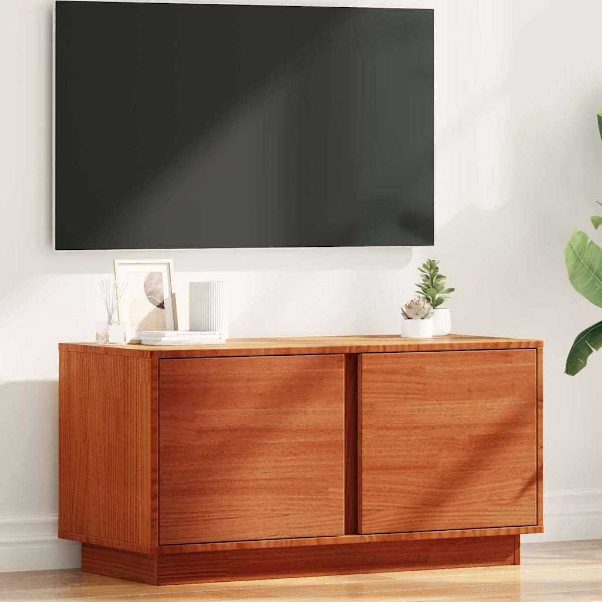 vidaXL Ντουλάπι TV Κερωτό καφέ 80 x 35 x 40,5 εκ. Στερεά ξυλεία πεύκου