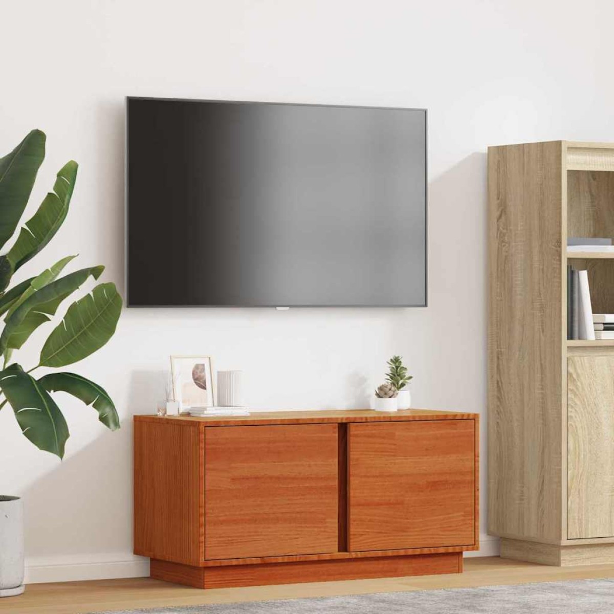 vidaXL Ντουλάπι TV Κερωτό καφέ 80 x 35 x 40,5 εκ. Στερεά ξυλεία πεύκου