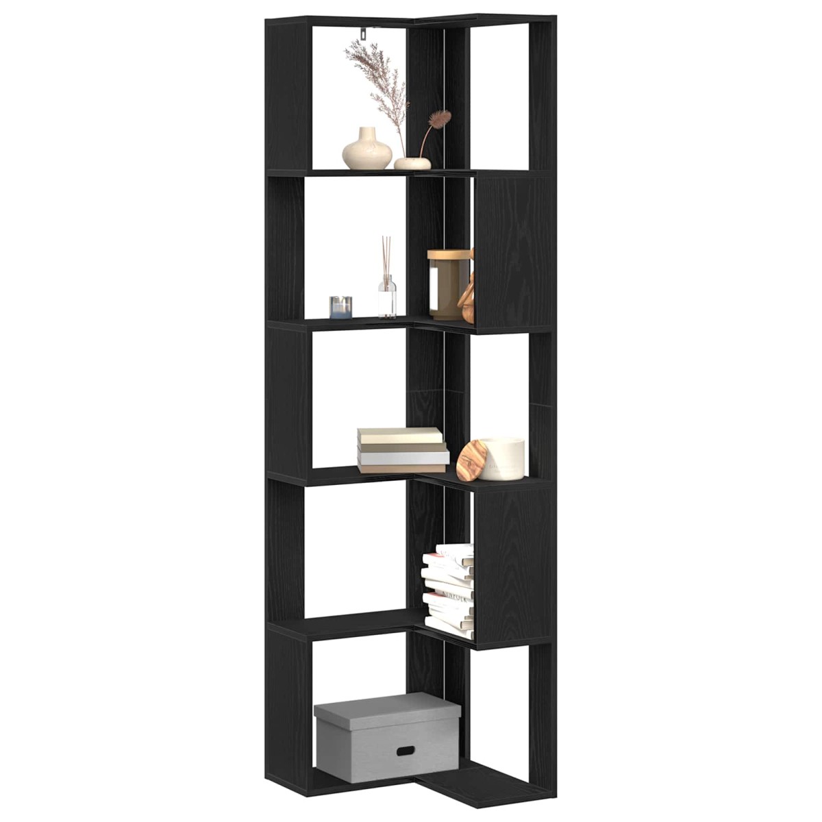 vidaXL Βιβλιοθήκη 5 επίπεδα 50 x 50 x 179 εκ Μαύρη Οξυά