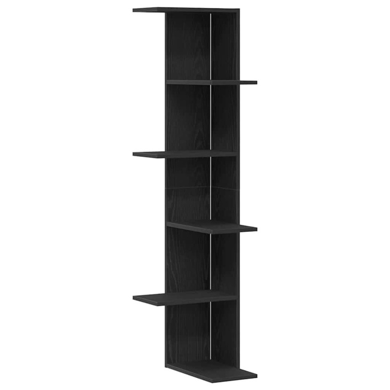 vidaXL Ράφι Γωνίας Τοίχου Μαύρη Οξυά 36.5 x 36.5 x 140 εκ