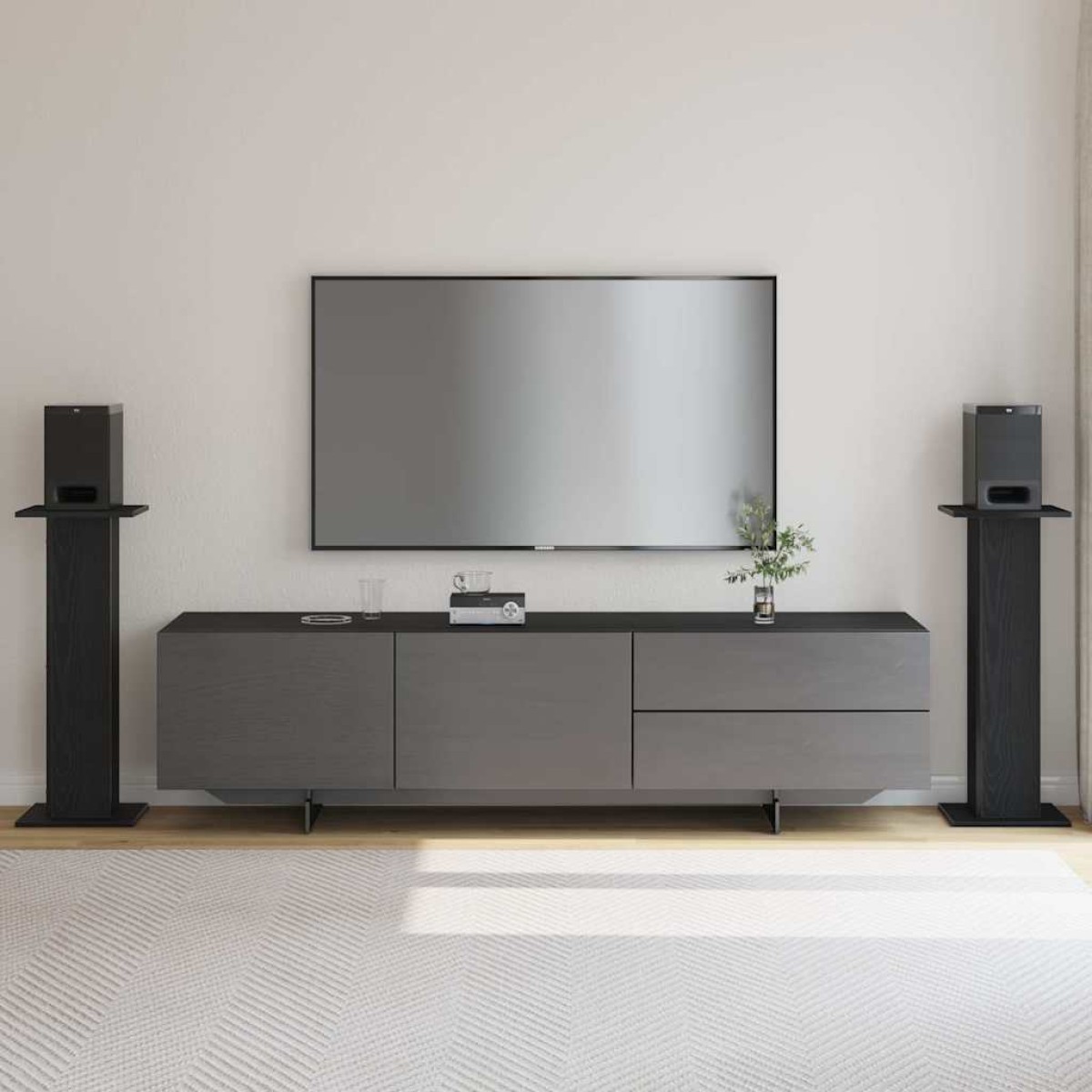 vidaXL Βάσεις Ηχείων 2 τμχ. Μαύρη Οξυά 30 x 30 x 80 cm
