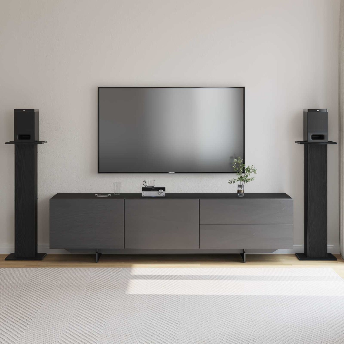 vidaXL Βάσεις Ηχείων 2 τμχ. Μαύρη Οξυά 30 x 30 x 95 cm