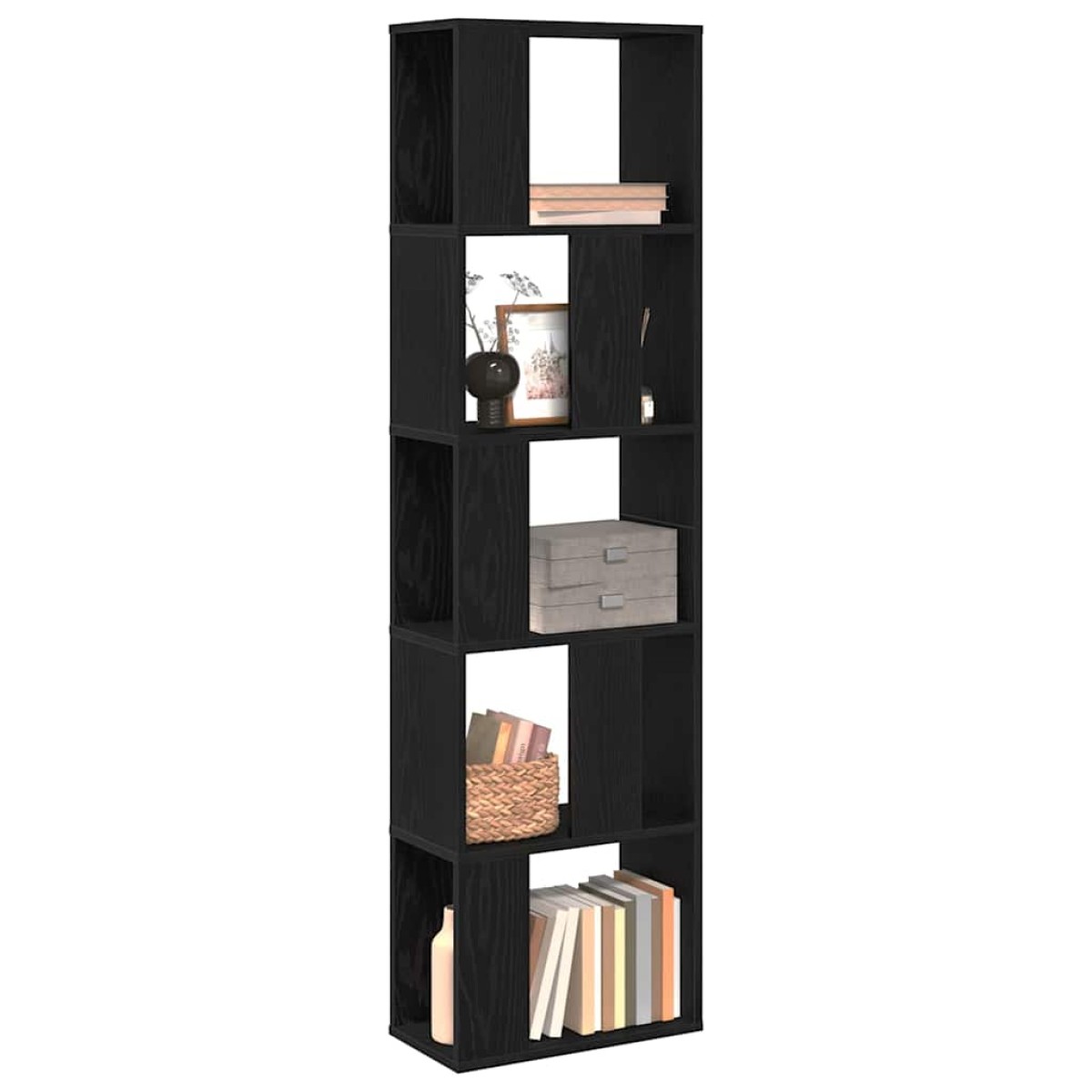 vidaXL Βιβλιοθήκη 5.0 επίπεδα 45 x 23,5 x 162,5 εκ. Μαύρη Οξυά