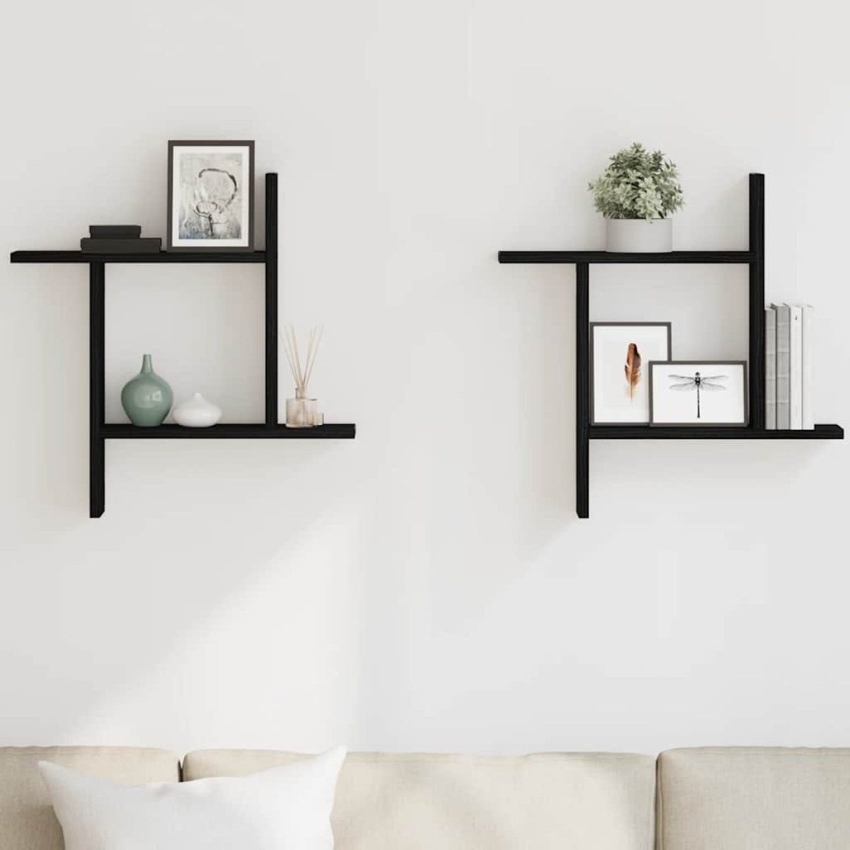 vidaXL Ράφια Τοίχου 2 τεμ. Μαύρη Δρυς 50x12x50 εκ. από Τεχνητό Ξύλο