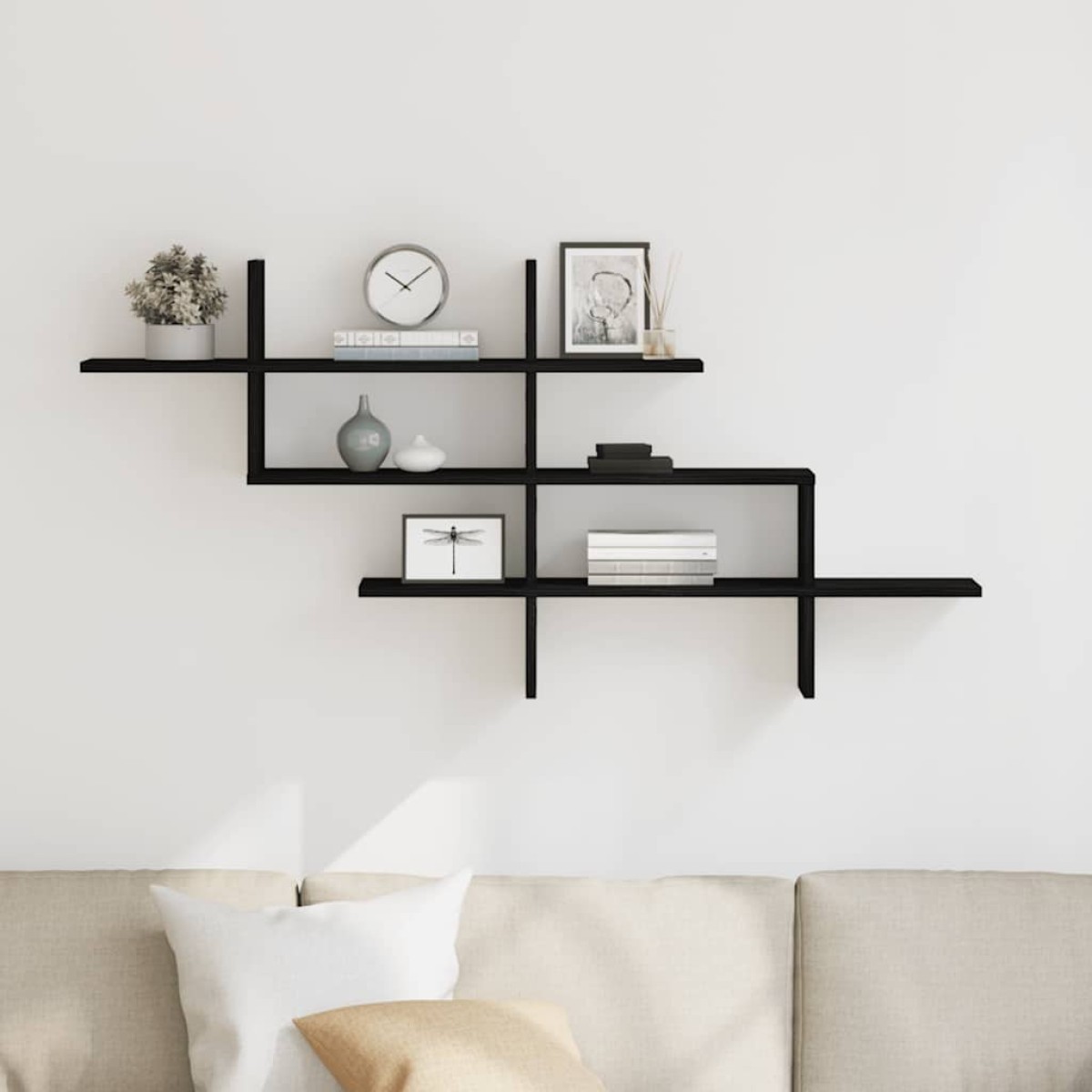 vidaXL Ράφι Τοίχου Μαύρη Δρυς 124,5 x 18 x 60,5 εκ. από Τεχνητό Ξύλο
